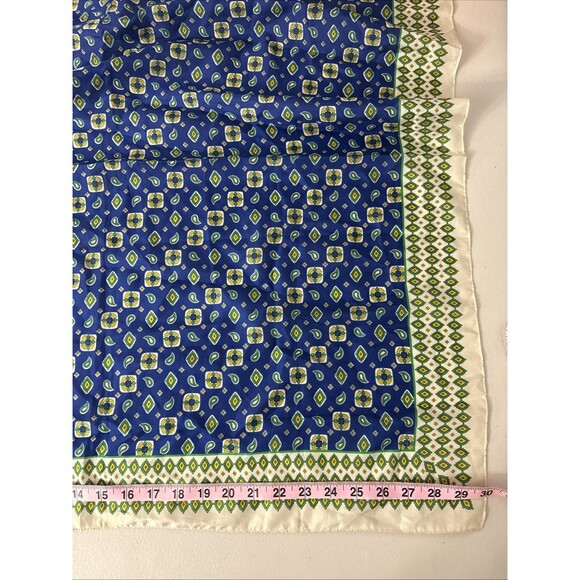 Sarah Coventry Scarf Made in Italy Blue Green Yellow Paisley Floral - Picture 6 of 8